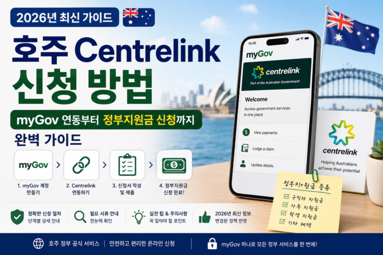 호주 Centrelink 신청 방법(2026년) | myGov 연동부터 정부지원금 신청까지 완벽 가이드 호주 Centrelink 신청 방법 2026 myGov 정부지원금