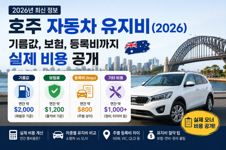 호주 자동차 유지비 기름값 보험 등록비 Rego 총정리