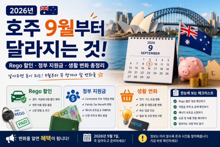 호주 9월부터 달라지는 것 2026 Rego 할인 정부 지원금