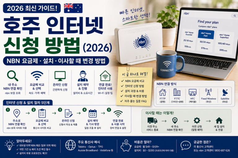 호주 인터넷 신청 방법(2026) | NBN 요금제·설치·이사할 때 변경 방법 호주 인터넷 신청 방법 2026 NBN 요금제 설치