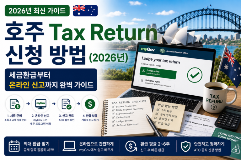 호주 Tax Return 신청 방법(2026년) | 세금환급부터 온라인 신고까지 완벽 가이드 호주 Tax Return 신청 방법 2026 세금환급 온라인 신고