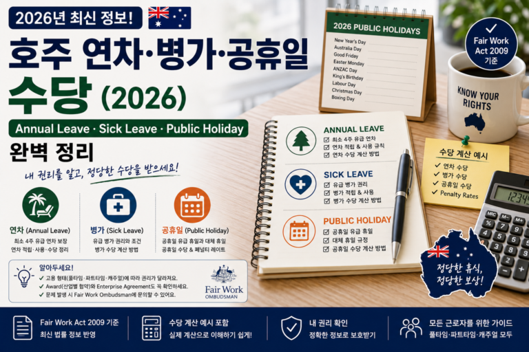 호주 연차·병가·공휴일 수당(2026) | Annual Leave·Sick Leave·Public Holiday 완벽 정리 호주 연차 병가 공휴일 수당 2026 Annual Leave Sick Leave Public Holiday